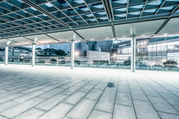 istock empty walkway with roofed structure at building entrance 1145139680