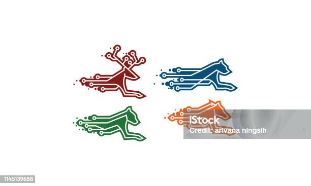 Animal Line Art Icon Vector Technology Stock Illustration - Download Image Now - Abstract, Animal, Animal Body Part