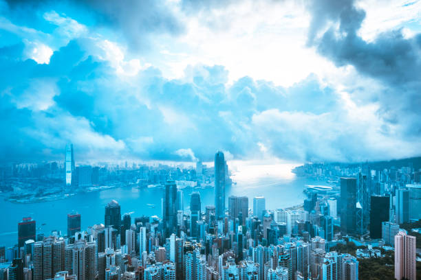 istock Overlooking the whole city from Victoria Peak 1145139834