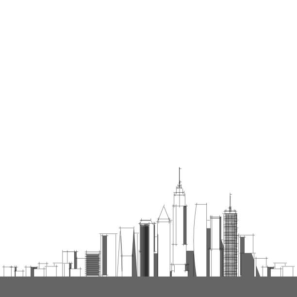 istock Panorama cityscape Sketch. Architecture sketch - 3D Illustration. 1145149024