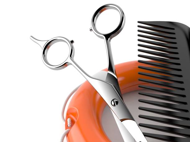 istock Barber scissors with comber with life buoy 1145151320