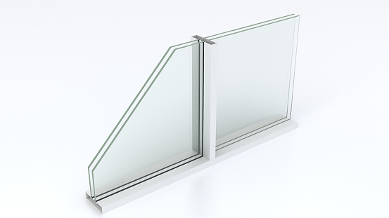 aluminium profile and insulated glass(3D rendering)