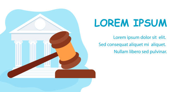 ilustraciones, imágenes clip art, dibujos animados e iconos de stock de escuela de derecho, banner web de educación de la jurisprudencia - tribunal supremo