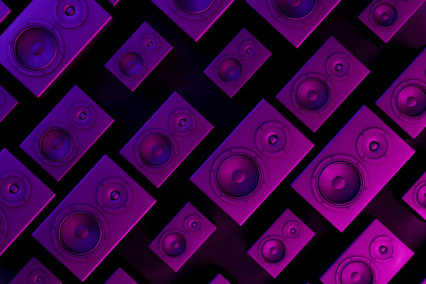 istock Audio Speaker Background with Neon Lights 1145161619