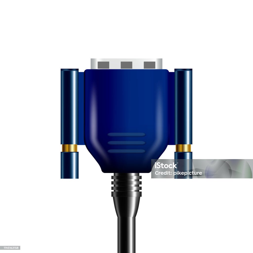 Display Connector Vector Realistic Blue Vga Display Connector Plug Vector Stock Illustration ...