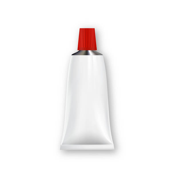 istock Glossy Metal Tube With Ribbed Cap For Glue Vector 1145163197