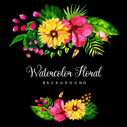 Watercolor Floral Bouquets Background Stock Illustration - Download Image  Now - Anniversary, Beauty, Bouquet - iStock