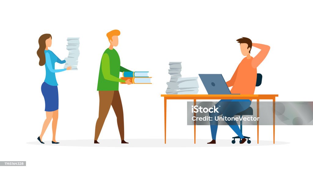 Busy Office Worker Cartoon Vector Illustration Stock Illustration - Download Image Now - Adult, Adults Only, Book - iStock Busy Office Worker Cartoon Vector Illustration Stock Illustration - Download Image Now - Adult, Adults Only, Book - iStock