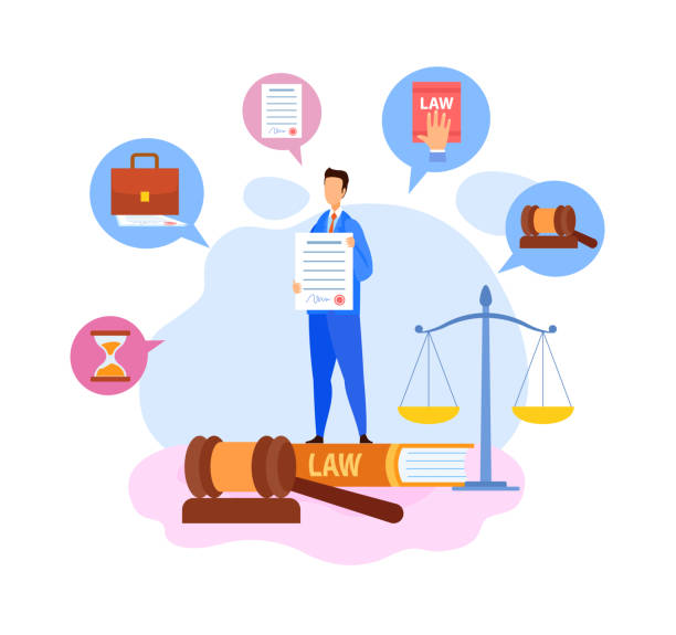 Businessman, Boss Showing Contract Terms Character Businessman, Boss Showing Contract Terms Character. Employment Law Flat Vector Illustration. Cartoon Notary Assistant Holding Legal Document Page. Student with Lawyer School Certificate lawyer cartoon stock illustrations