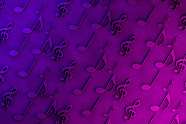 Musical Notes, Treble Clef, Music, Audio, Sound, Background, Abstract, Neon Lights