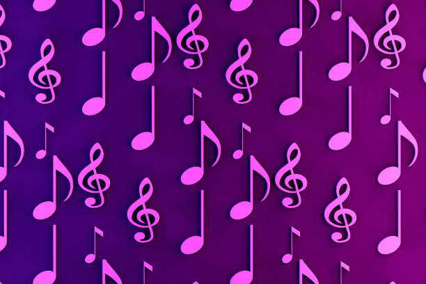 Musical Notes, Treble Clef, Music, Audio, Sound, Background, Abstract, Neon Lights