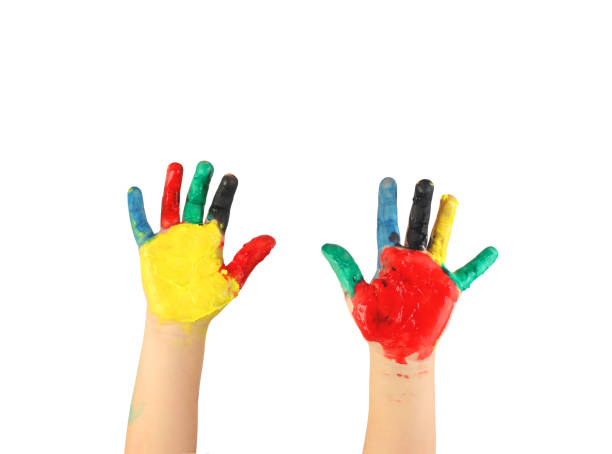 istock Child's painted Hands Isolated on white 1145167918