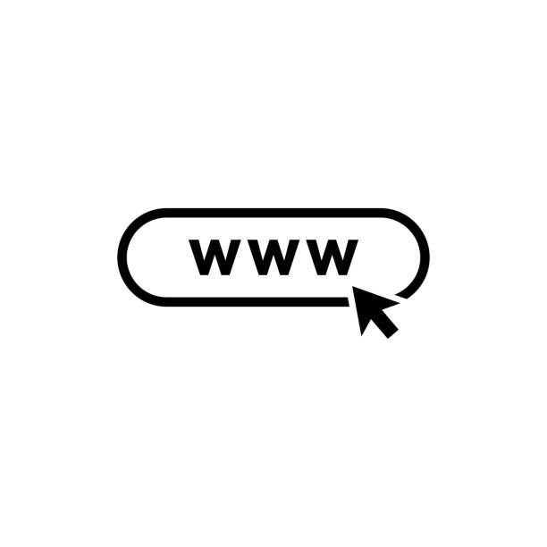 illustrations, cliparts, dessins animés et icônes de vecteur d’icône web. icône plate web internet avec la flèche - www