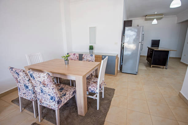 istock Interior design of luxury apartment open plan dining area 1145169712