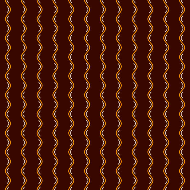 istock Abstract seamless geometric pattern of beige and yellow vertical wavy lines, smooth bends on brown background. 1145173866