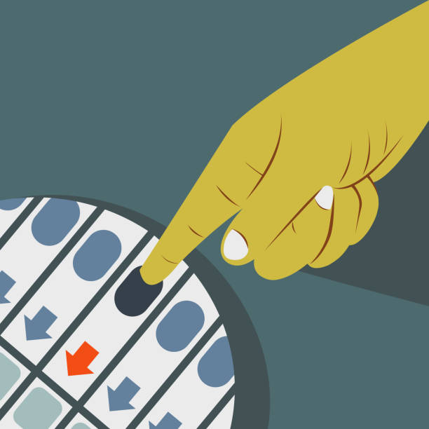 ilustrações, clipart, desenhos animados e ícones de voto da carcaça da mão na máquina de votação eletrônica - urna eletrônica