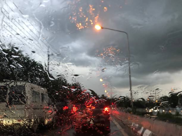 istock strom and raindrop on the city street 1145179217
