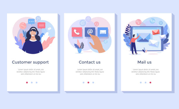 Contact us illustration set Contact us illustration set, perfect for banner, mobile app, landing page social issues illustrations stock illustrations