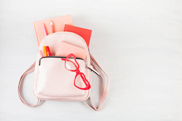 istock Student backpack and various school supplies. Studing, education and back to school concept 1145187818