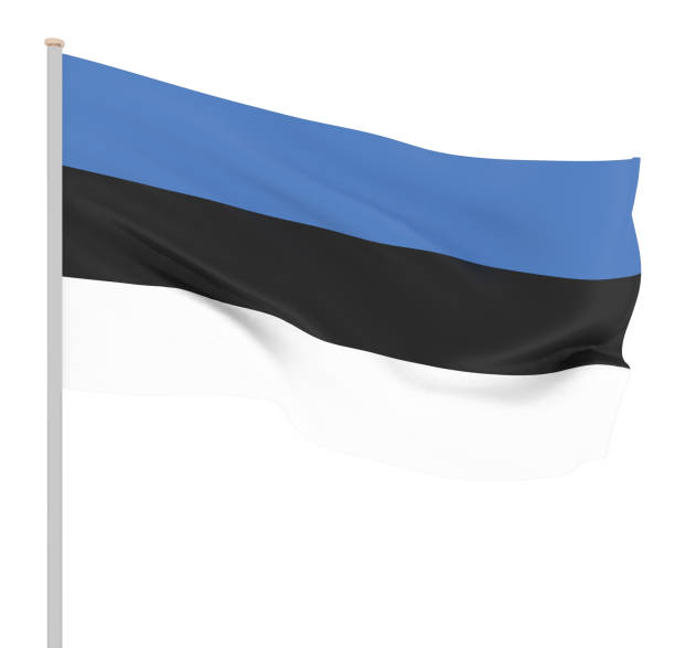 istock Estonia flag blowing in the wind. Background texture. 3d rendering, wave. - Illustration. Isolated on white. 1145189777