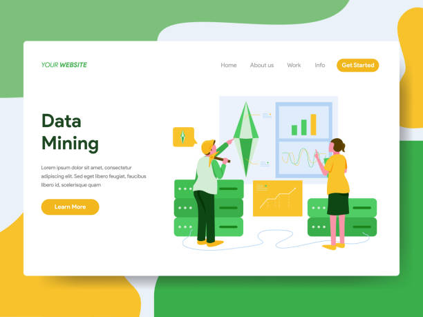 Landing page template of Data Mining Illustration Concept. Modern Flat design concept of web page design for website and mobile website.Vector illustration vector art illustration