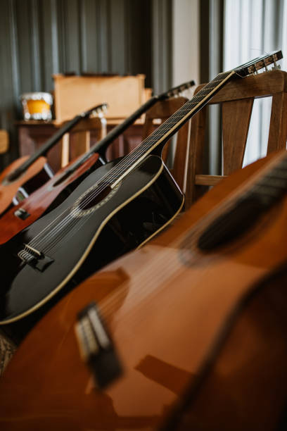 istock High Angle View Of Guitars On Chairs 1145190137