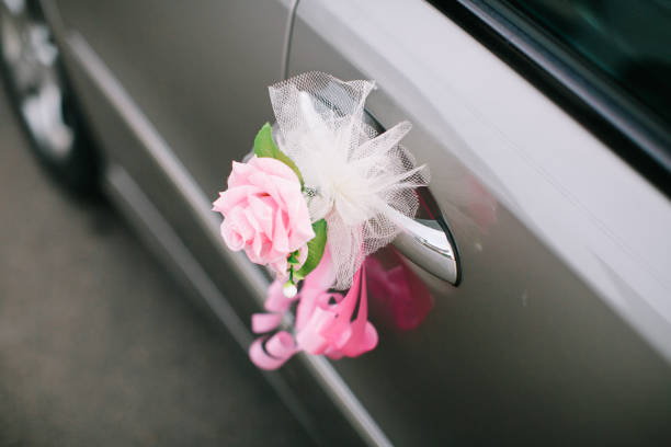 istock Floral wedding decoration on car 1145190670