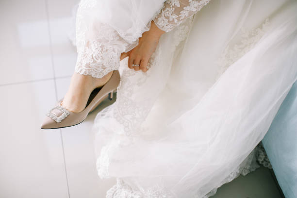 istock Bride wearing wedding heels on wedding day 1145191921