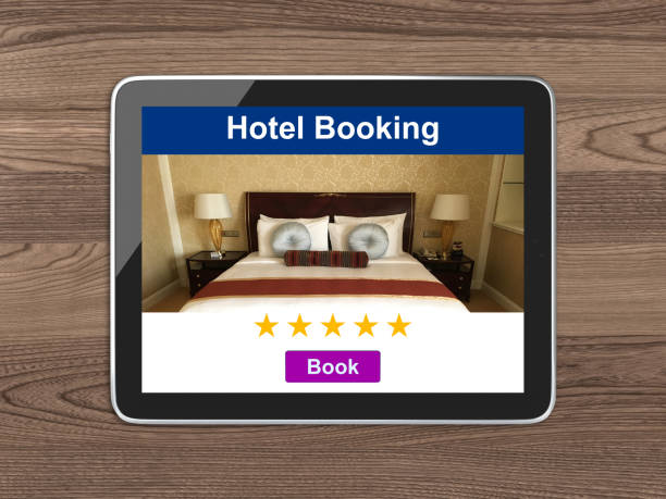 istock Hotel booking tablet computer online travel search reservation 1145192327