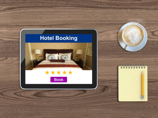 istock Hotel booking tablet computer online travel search reservation 1145192816