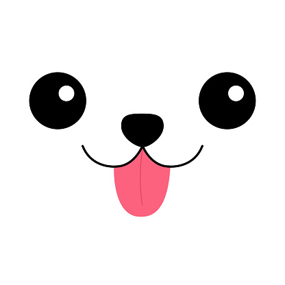 Dog Happy Square Face Head Icon Pink Tongue Out Contour Line Silhouette  Funny Baby Pooch Cute Cartoon Puppy Character Kawaii Animal Love Greeting  Card Flat Design Kids Background Isolated Stock Illustration -