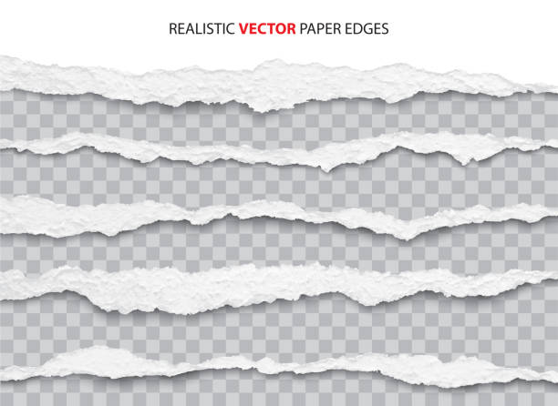 torn paper edges, vector realistic torn paper edges, vector no boundary stock illustrations