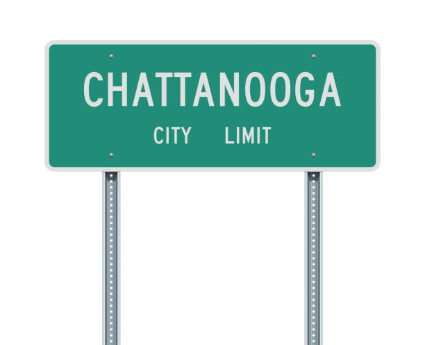 Chattanooga City Limit road sign Vector illustration of the Chattanooga City Limit green road sign tennessee road sign stock illustrations