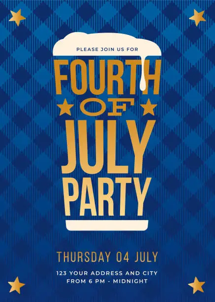 Vector illustration of Fourth of July Beer Party Invitation.