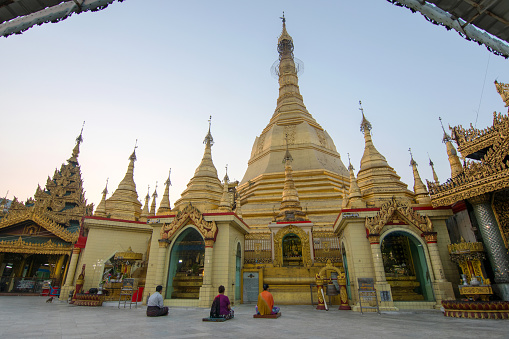 Visitors pray at the Sule Paya in the center of Yangon which is one of the oldest pagodas in Myanmar, and is believed to have been built during the lifetime of the Buddha, about 2,500 years ago.