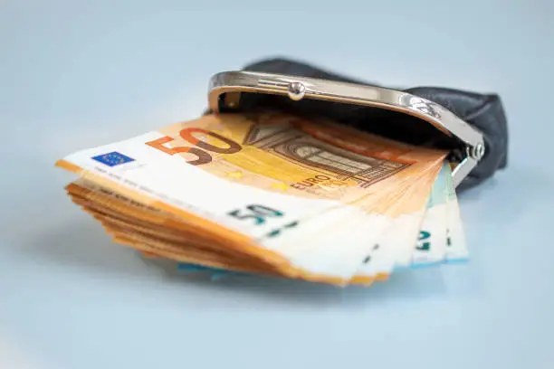 Photo of hungry wallet with thousand euro bank notes