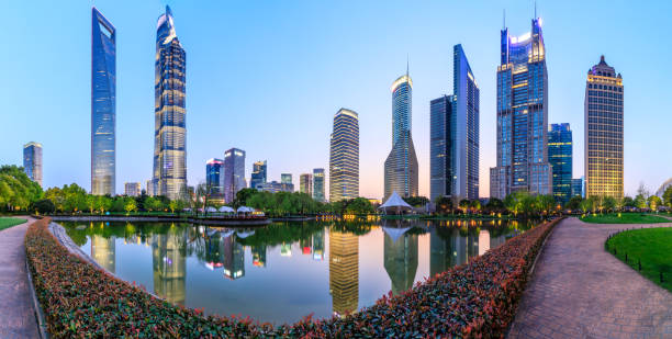 istock Shanghai modern commercial office buildings scenery at night 1145207412