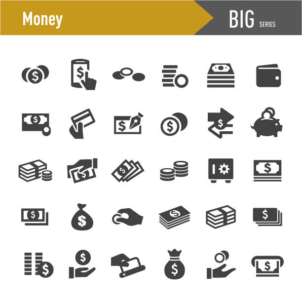 illustrazioni stock, clip art, cartoni animati e icone di tendenza di icone del denaro - grande serie - finanza immagine