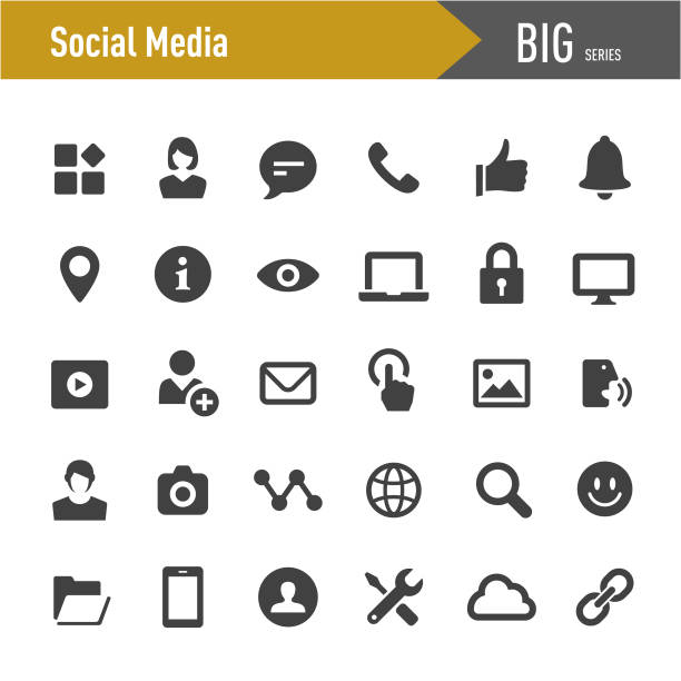 ikony narzędzi mediów społecznościowych - big series - social media smart phone technology symbol stock illustrations