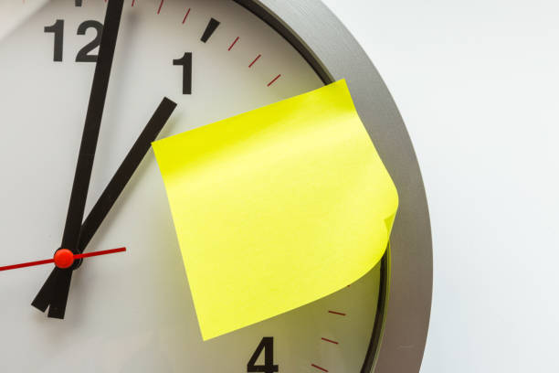 istock paper stick on clock for notice something with white background - Image 1145210472