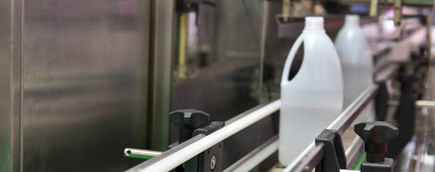 istock White clear Bottles transfer on Automated conveyor systems industrial 1145215341