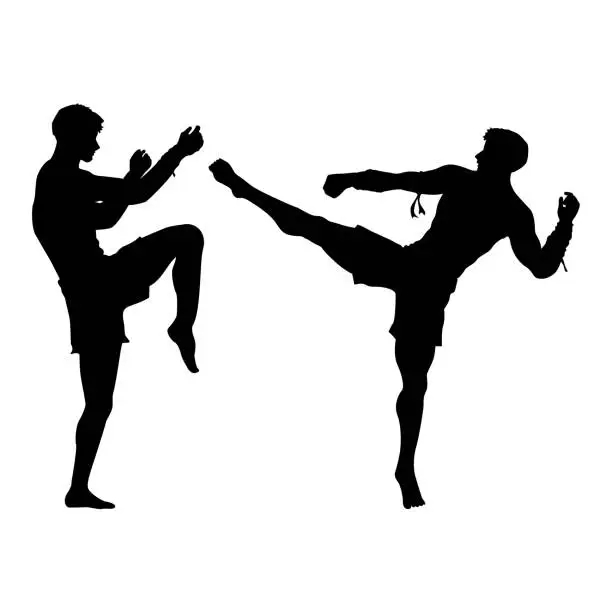 Vector illustration of Silhouette of Thai boxing, Vector