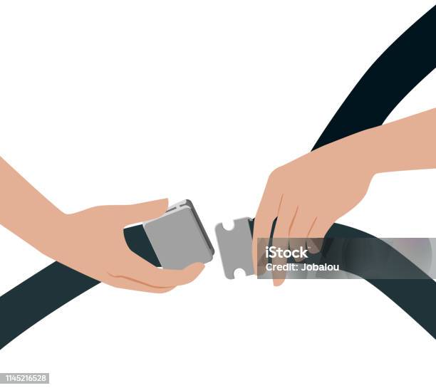 Seat Belt In Hand Safety First Concept Stock Illustration - Download Image Now - Seat Belt, Fastening, Hand