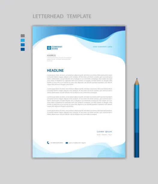 Vector illustration of Letterhead template vector, minimalist style, printing design, business advertisement layout, Blue concept background