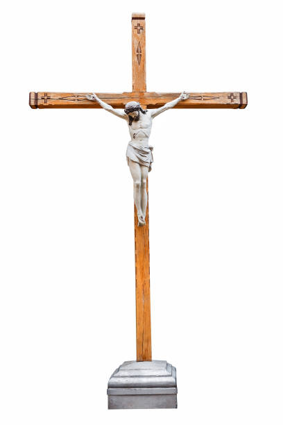 istock Christian crucifixion cross on white 1145220992