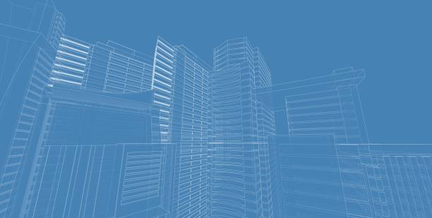istock 3D illustration architecture building perspective lines 1145221527