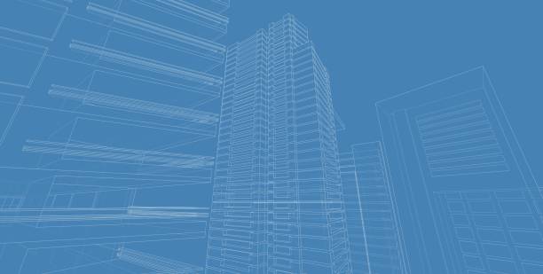 istock 3D illustration architecture building perspective lines 1145221550