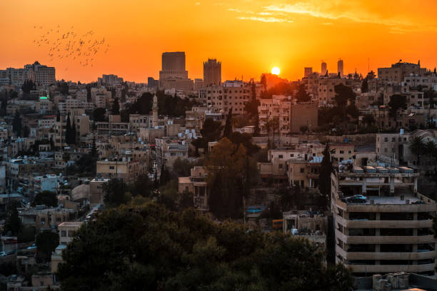 sunset over the city