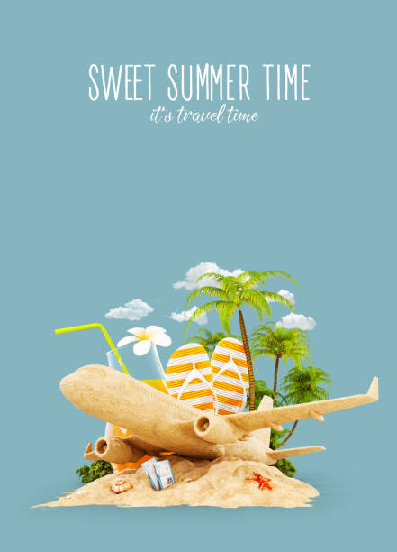 istock airplane and tropical palm on a paradise island 1145223605