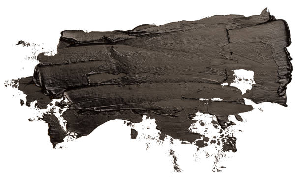 tratto pennello di vernice con texture ad olio nero - oil painting fine art painting abstract brush stroke foto e immagini stock